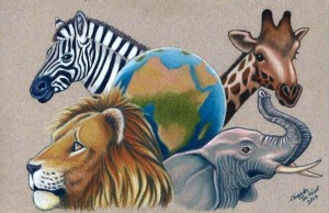 Earth with African Animals