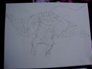 Manta Ray. Remora fish were added later.